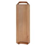 Borrelplank met leren handvat eiken 48x17 cm - Inclusief logo