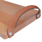 Borrelplank met leren handvat eiken 48x17 cm - Inclusief logo